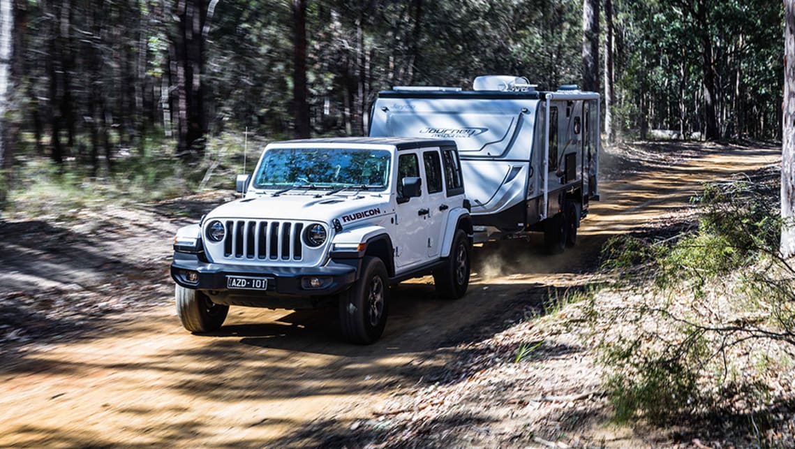 Jeep Wrangler 2020 review Rubicon diesel tow test CarsGuide